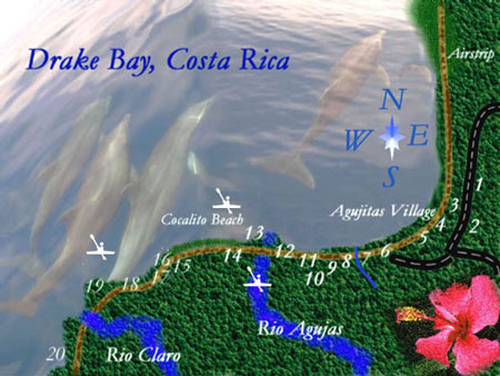 Map of Drake Bay, Costa Rica 